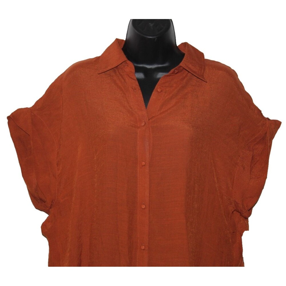 Nanette Lepore Gingerbread Tunic Blouse M Rayon Blend Long Sleeve Womens Top NWT - Picture 2 of 10